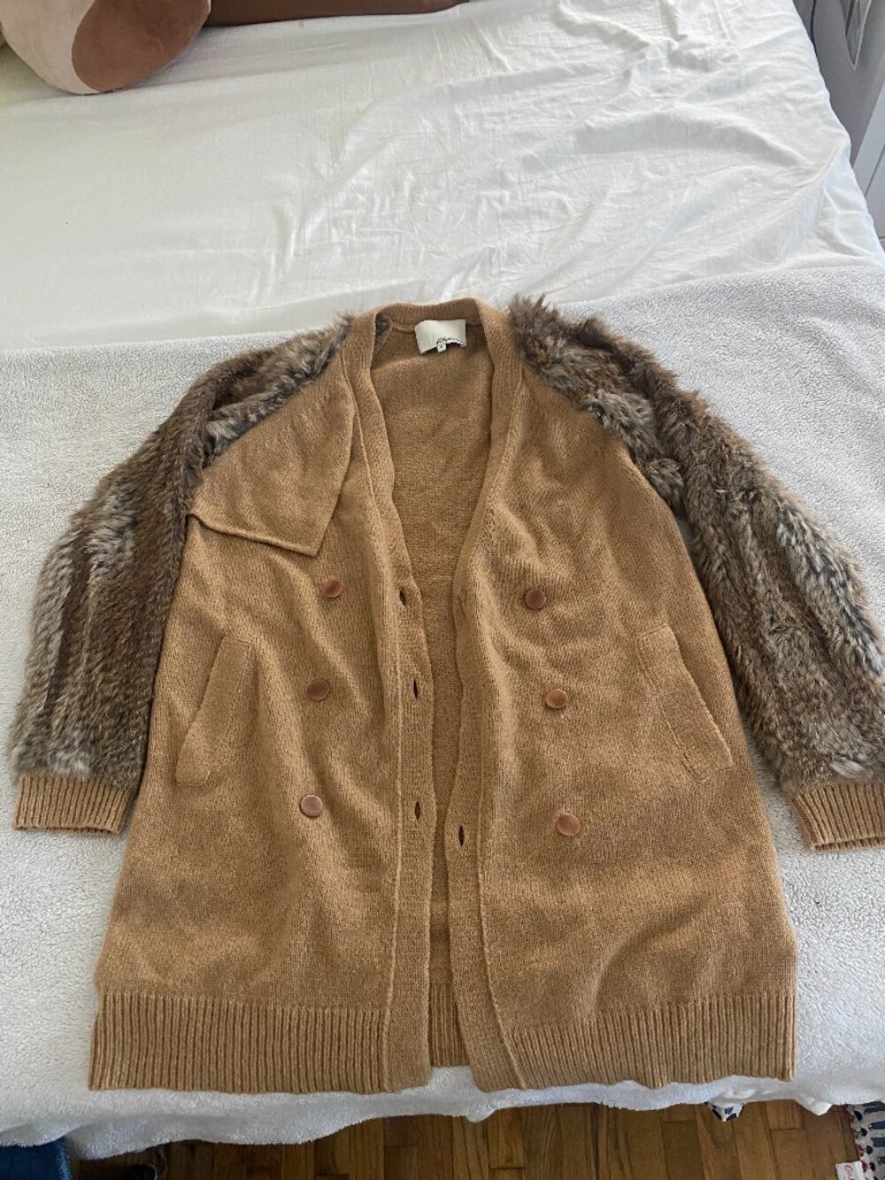 Phillip Lim Wool Cardigan w/ Rabbit Fur